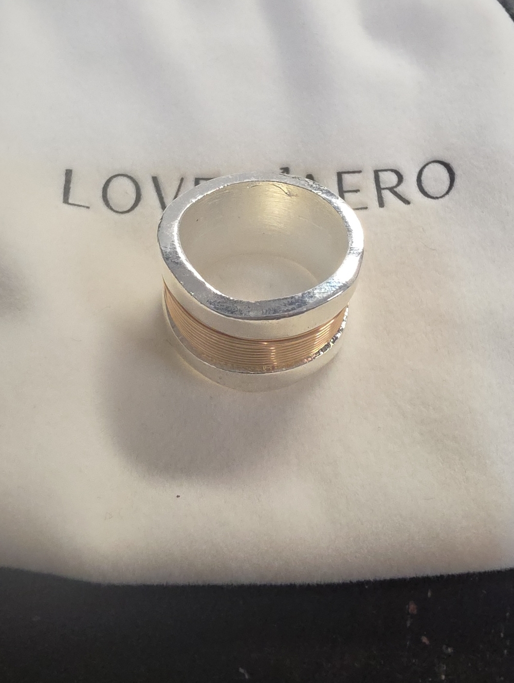Love Hero Two-Tone Band Ring in Silver and Gold